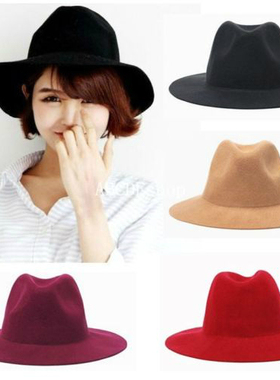 haveonelife*PX42毛呢爵士礼帽Wool Felt Hat Floppy Bowler Cap