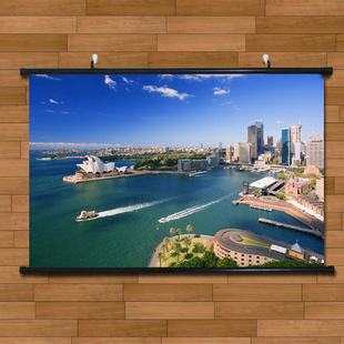 悉尼歌剧院蓝天碧海绝美海景海报挂画有框画世界名胜玄关装饰画