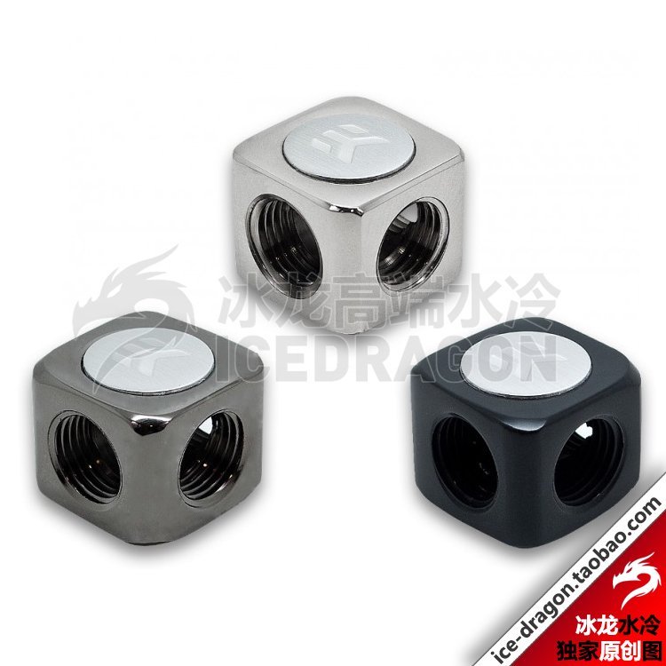 EK-AF T-Splitter 3F G1/4,独特的EK家全铜电镀三通,银/镍黑/全黑