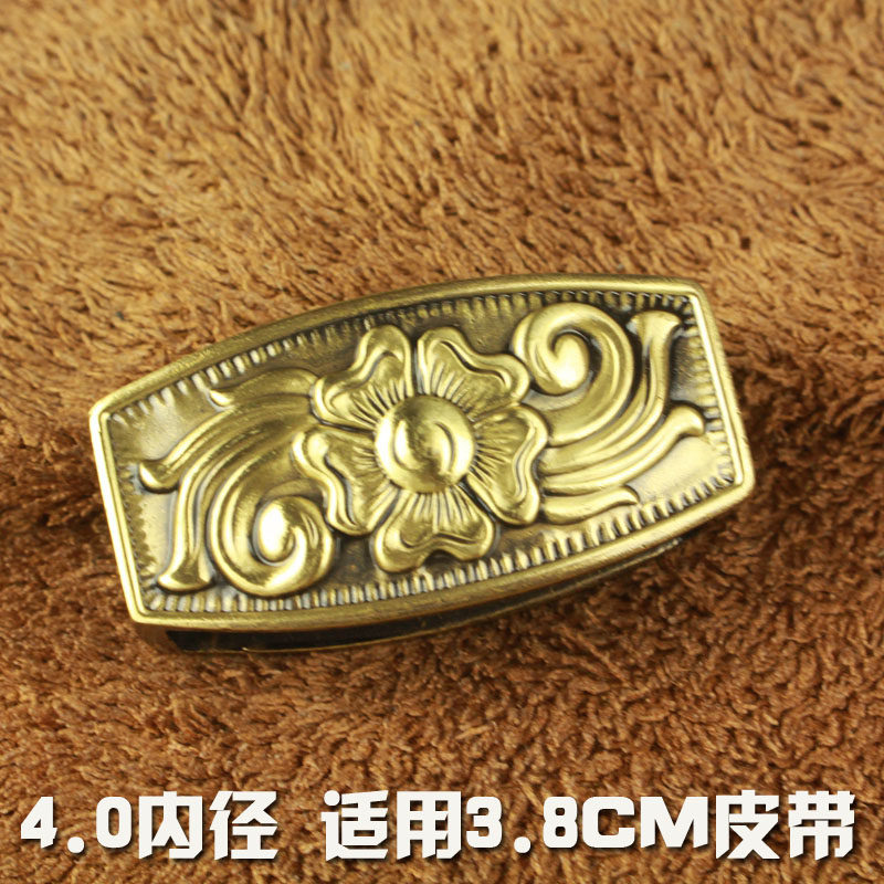 皮带扣腰带DIY雕花铜圈纯铜唐草皮带环全铜皮带圈植鞣革皮带配件