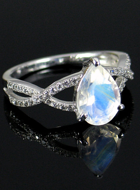 包邮925纯银彩宝戒指天然彩虹