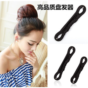 韩版新款美发丸子花苞头带扣子布艺盘发器 升级美发棒海绵美发器