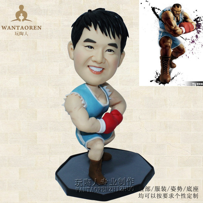玩陶人拳击造型-q版真人陶偶定制泥人 粘土捏人像diy软陶人偶礼物