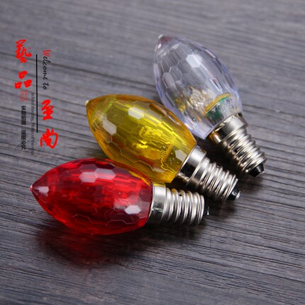 LED灯泡莲花灯灯泡节能 财神灯电蜡烛灯泡E12螺口 一对