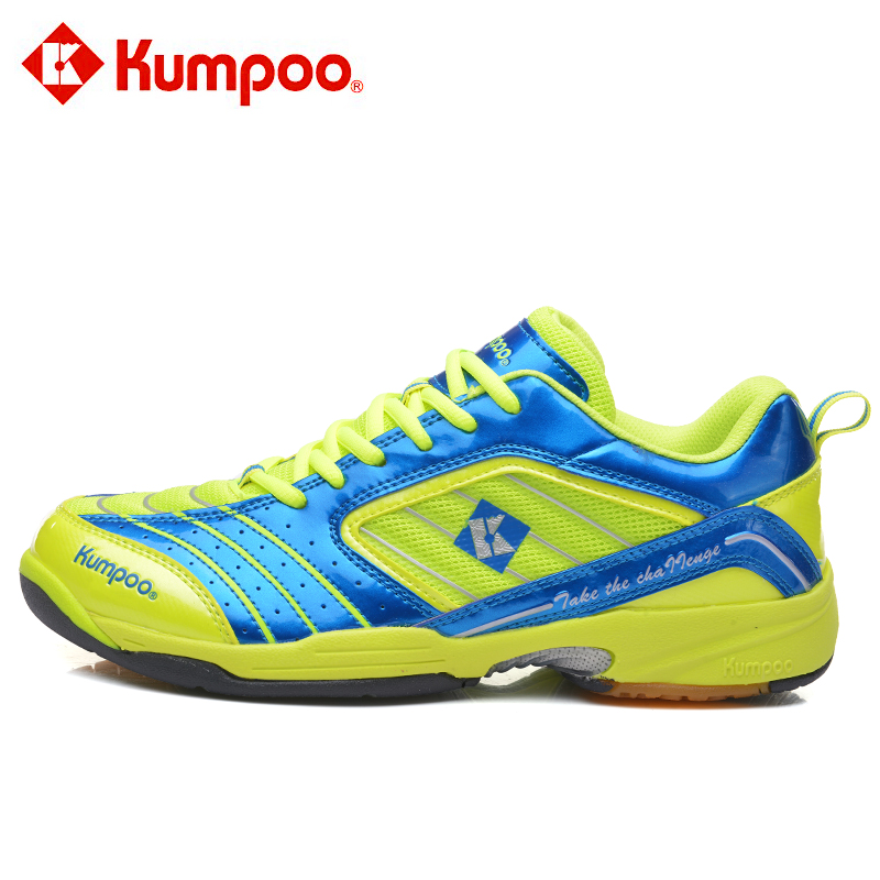 Chaussures de Badminton enfant KUMPOO KH-23A bleu / vert fluorescent - Ref 849038 Image 1