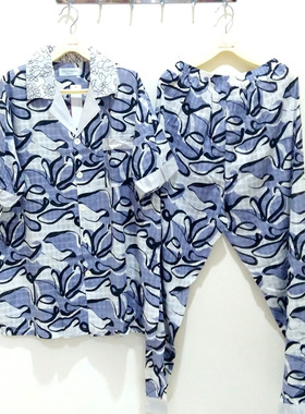 升派男士睡衣夏季纯棉短袖长裤加大码夏天全棉薄款青年家居服套装