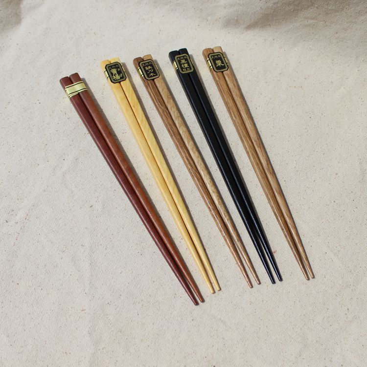 日式家居用品天然木公筷子成人筷五色入一人食家庭套装22.5
