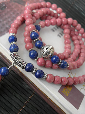 台湾天然玫瑰石爱情佛珠