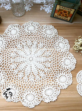 ZAKKA手工蕾丝花边杯垫 餐垫 米色白色 家居装饰 拍照背景道具