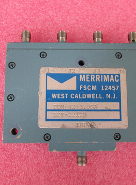 Merrimac进口 PDM-42-3.9GA 2.5-6GHz SMA 一分四射频同轴功分器