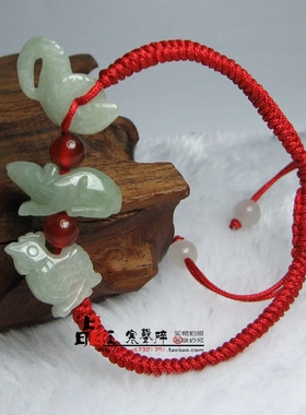 属牛人天然翡翠玉鼠鸡蛇三合六合手机链红绳手链