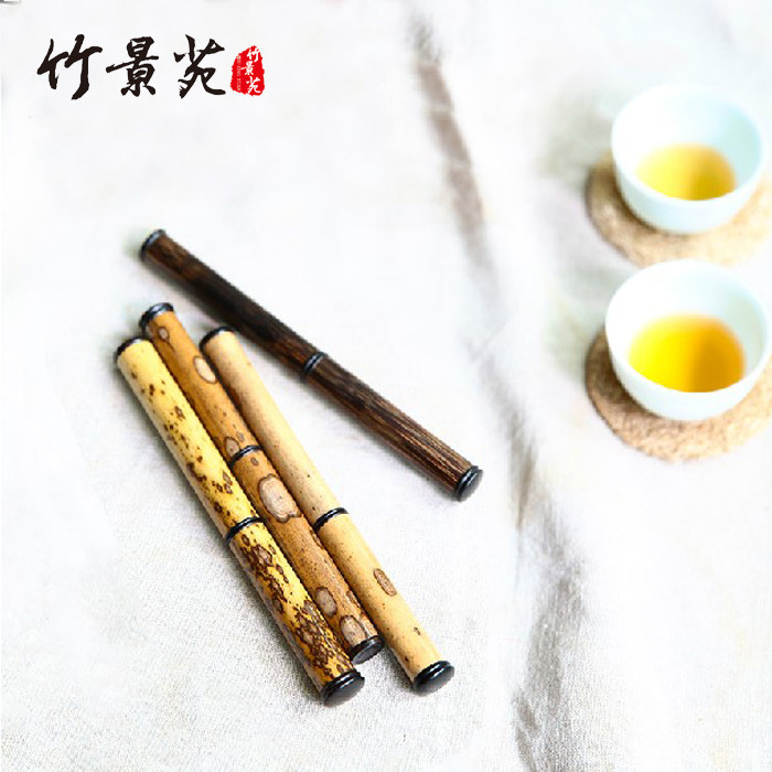 金丝竹茶锥普洱茶针 黑檀木镶嵌梅鹿竹茶针 茶道零配件不锈钢茶刀
