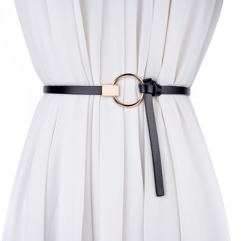 圆扣连衣裙打结韩国时尚细腰带