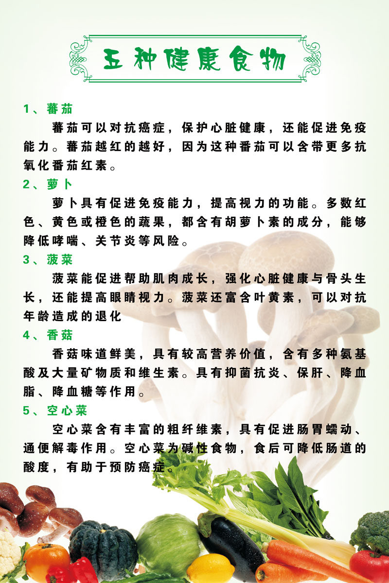 744海报印制展板写真喷绘贴纸414生活百科五种健康食物