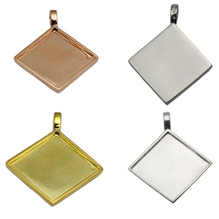 雅缤 925材质简约项链坠diy饰品配件可订制YB33828 银吊坠托