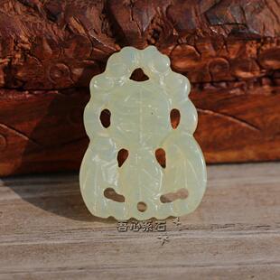 『系石苑』DIY散珠佛珠配件七十年代手工雕老厂岫玉福寿双全背云