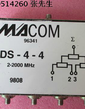 DS-4-4 SMA 美国M/A-COM进口 2MHz-2000MHz 1W SMA 一分4 功分器