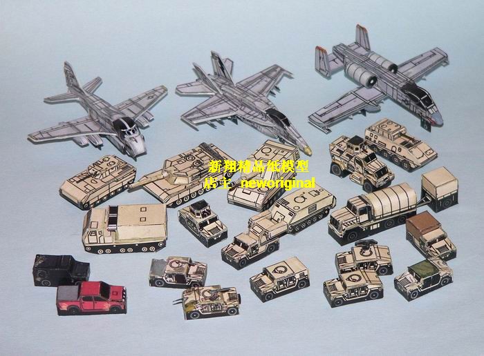 美国迷你微型坦克装甲车卡车吉普车运输机军事武器装备模型