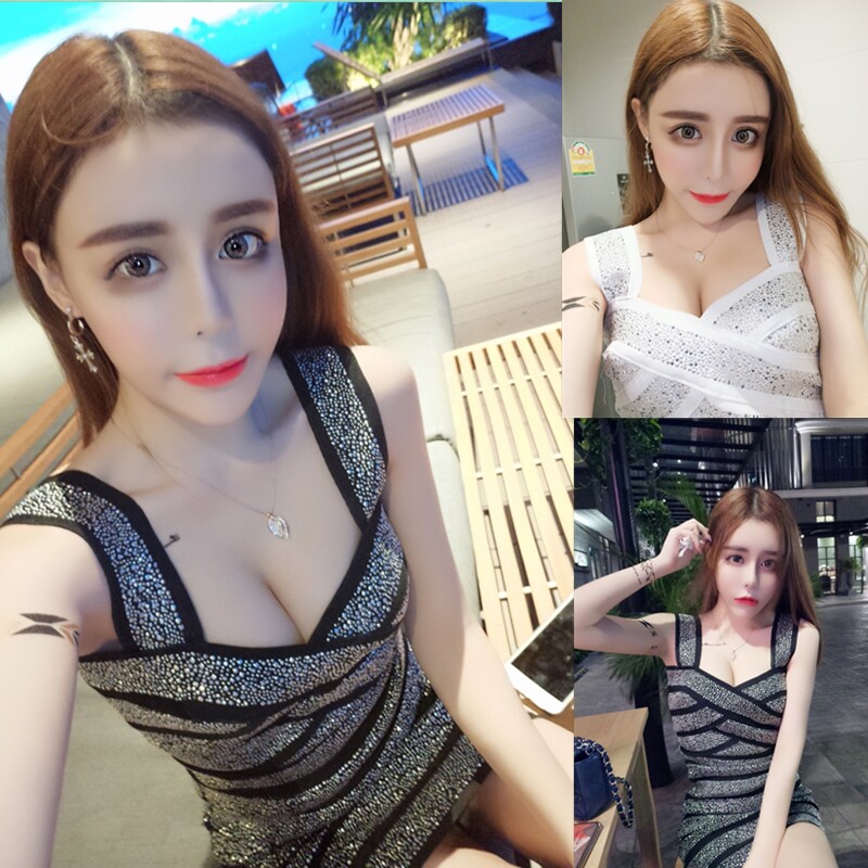 模特实拍！泰国潮牌夏装新款吊带包臀礼服派对连衣裙