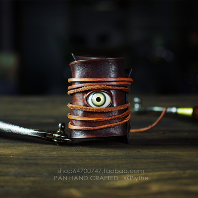 黄绿色饰品眼睛原创设计风皮手环