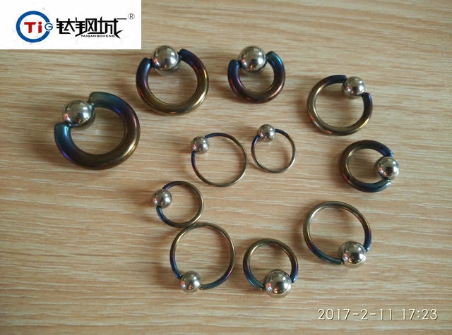 钛钢城R 潮人装备高端穿刺产品  纯钛环 钛耳环 钛环烤钛蓝PA钛环