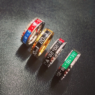 Speedometer 黑红土豪金水鬼表盘撞色齿牙情侣尾戒指环 Gold定制版