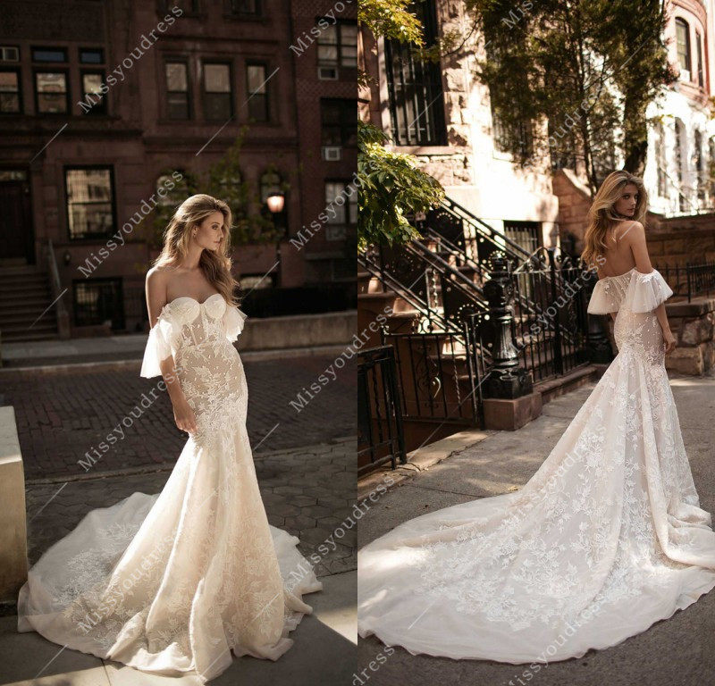 香槟色抹胸修身性感鱼尾主婚纱