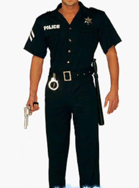 万圣节外国男警察Cosplay制服 欧美男装教官警察角色扮演cos服装