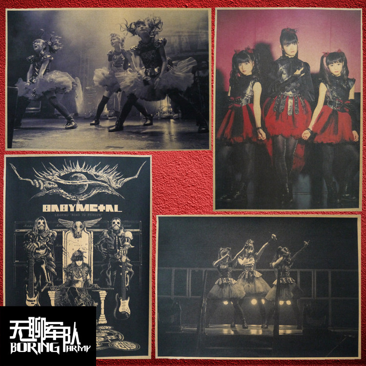babymetal金属乐队摇滚牛皮纸海报装饰画 酒吧照片相框墙墙纸贴画