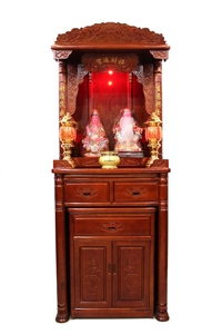 海鑫佛具 佛龛供桌 神楼立柜 实木佛龛 圆柱对联套柜 81宽 88宽
