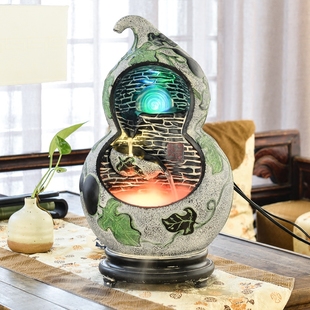 饰品流水喷泉工艺品招财风水轮玄关复古摆件开业礼品葫芦 办公室装