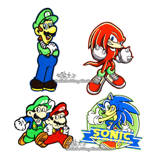 饰卡通烫贴 子装 经典 马里奥玛丽索尼克布贴衣服绣花补丁标贴裤