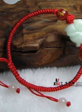 寒声碎生肖吉祥物翡翠玉猴红绳手链属蛇人六合吊坠