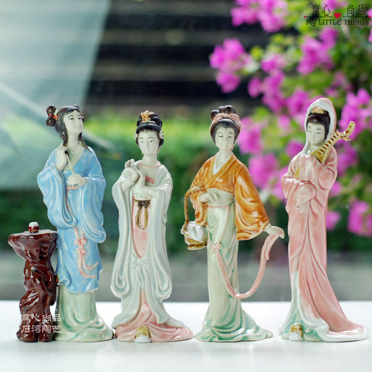 中式风陶瓷侍女客厅卧室艺术摆件