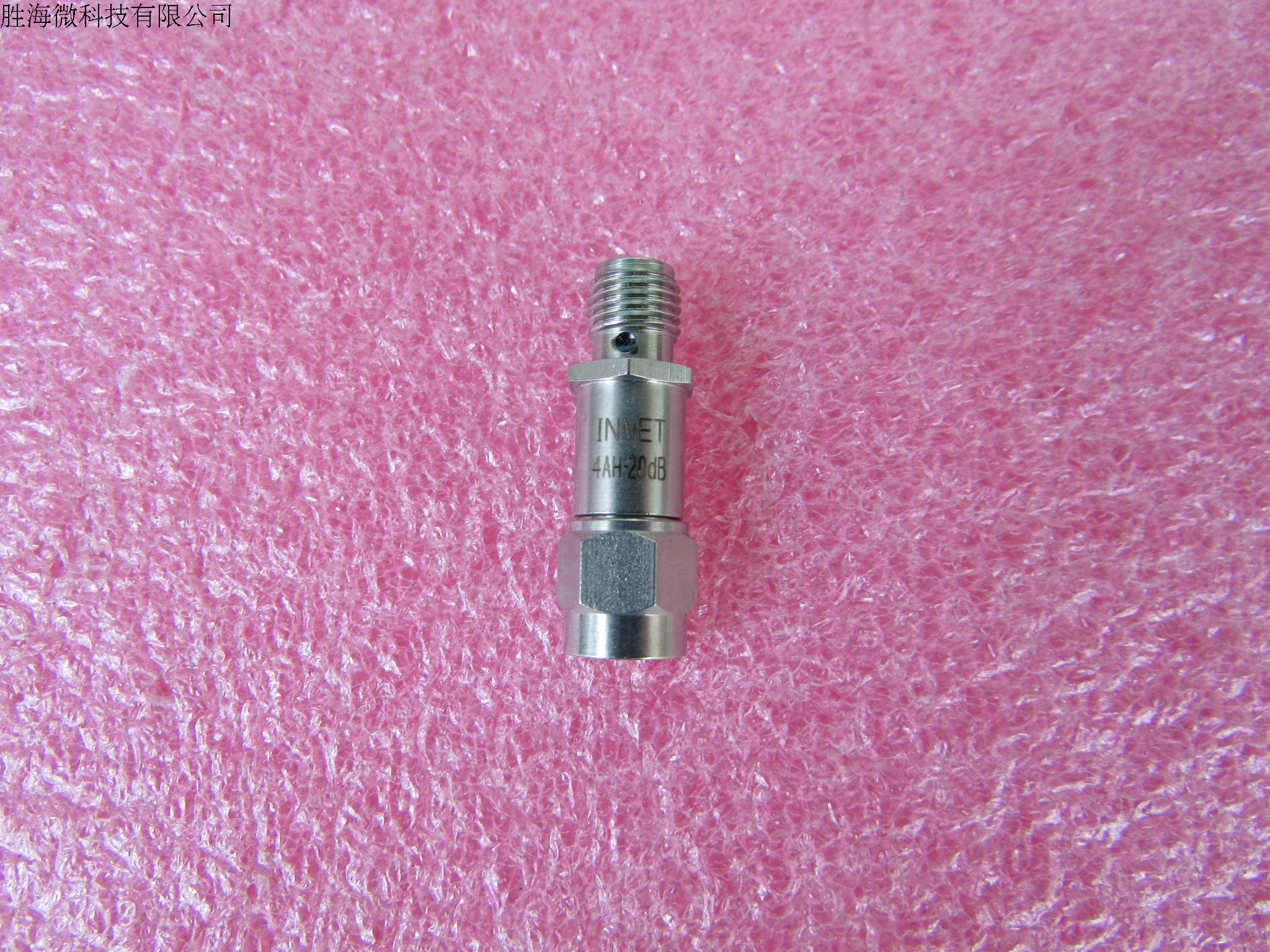美国INMET进口 4AH-20 20dB DC-18GHz 2W SMA RF 射频微波同轴固定衰减器  名 称：同轴固定衰减器  品 牌：INMET 型 号：4AH-20 衰 减 量: 20dB 频率范围：DC-4GHz  实测DC-18GHz 接 头：SMA公-SMA母 功 率：2W /瓦