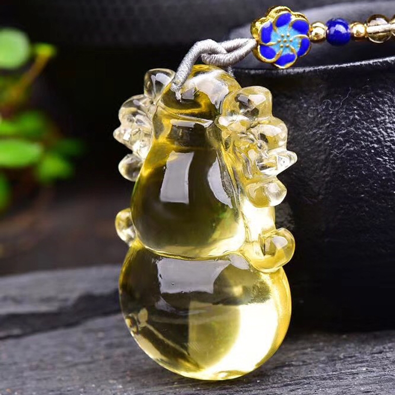 天然黄水晶宝瓶吊坠 黄水晶神兽瓶挂坠 旺财黄水晶瓶项坠