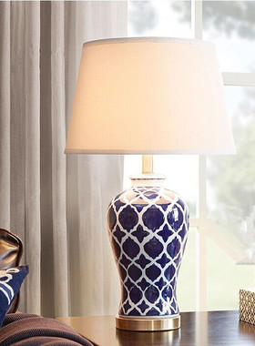 Harbor Ellen美式手绘青花陶瓷台灯床头美家客厅书房卧室台灯