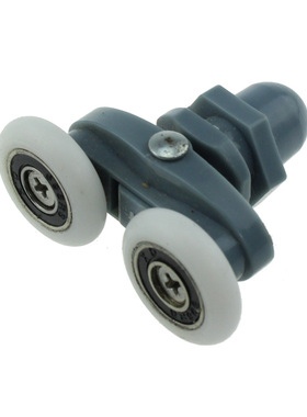 灰色尼龙塑料摇摆双滑轮弯曲淋浴房滑轮老式淋浴房滑轮滑动门滚轮