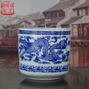 景德镇青花陶瓷器笔筒 香炉 摆件 祭祀寺庙宇烧香拜佛书法毛笔筒