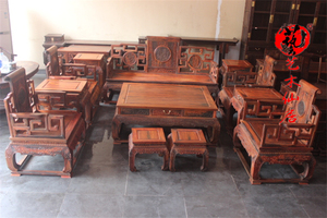 红木大红酸枝祥云卷书沙发十二件套红木交趾黄檀客厅沙发组合直销