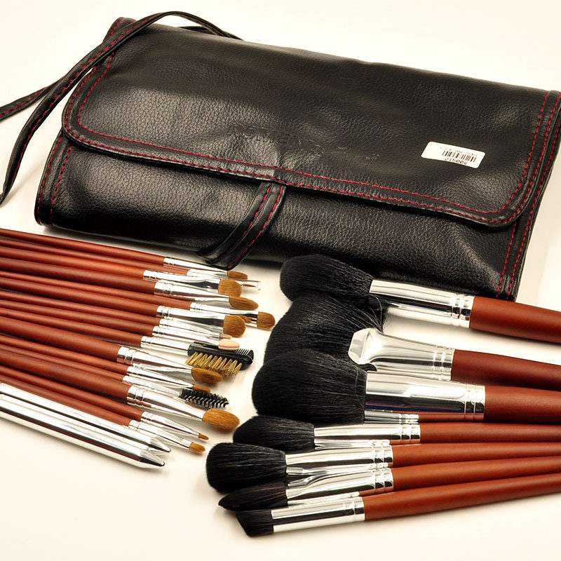 罗门彩妆套刷24支套刷化妆工具套装实木刷柄含貂毛影楼彩妆包邮