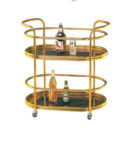 特价钛金长圆形酒水车酒水柜 酒店手推车 甜品车椭圆形餐车点心车