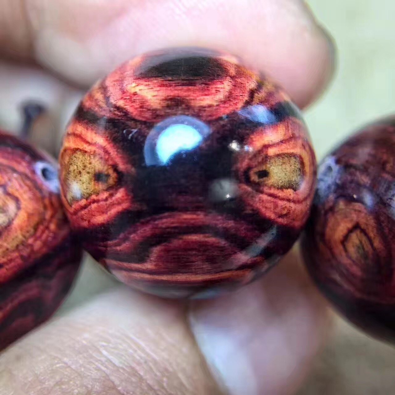 越南紫檀柳手串 2.0精品天眼对眼鬼脸x纹佛珠手链 媲美海南黄花梨