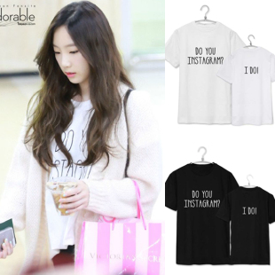 T恤fx郑秀晶男女情侣同款 YOU印花纯棉T恤 短袖 少女时代泰妍同款