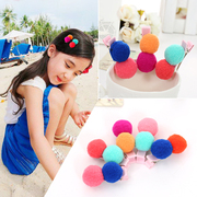 Know Richie children''s hair accessories hairpin girls Korean color plush ball ball card baby Chuck accessories