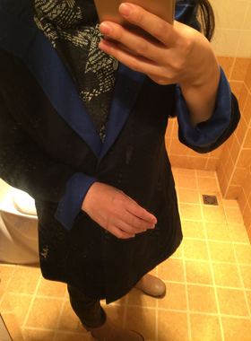 出口日本原单 leilian 双面手缝羊绒大衣 蓝色入 8折