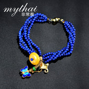 Very original Thai hand-woven ethnic lapis lazuli female Korean hand-knitted multi ring bracelet amber accessories
