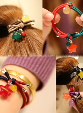 韩国进口 AZNAVOUR AZ 发饰圣诞节少女星星五星皮筋发圈头绳