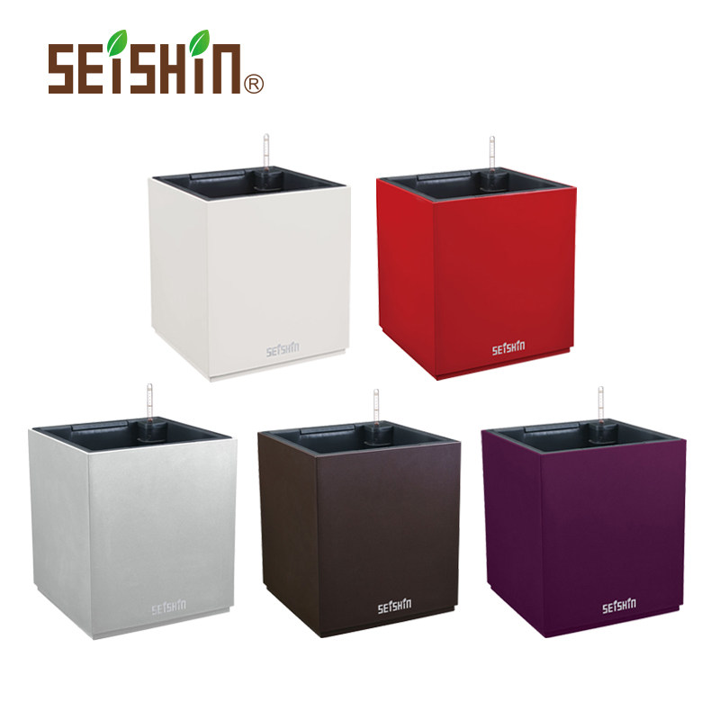 诚信SEISHIN 花立方自动浇灌花盆-正方 懒人烤漆储蓄水浇吸水灌溉