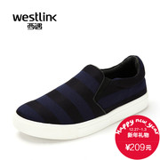Westlink/West fall 2015 new striped fabric set of foot pedals lazy Lok Fu shoes men shoes